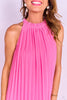 SSYS Catherine Halter Pleated Chiffon Maxi Dress In Pink
