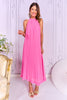 SSYS Catherine Halter Pleated Chiffon Maxi Dress In Pink