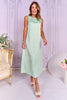 SSYS Lenore Satin Bow Shoulder Maxi Dress In Seafoam