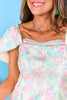 SSYS Kyla Pastel Floral Brocade Off The Shoulder Dress