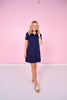 SSYS Collared Puff Short Sleeve Air Dress In Navy