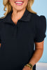 SSYS Ada Short Sleeve Polo Pique Dress In Black