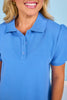 SSYS Ada Short Sleeve Polo Pique Dress In Cornflower