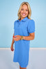 SSYS Ada Short Sleeve Polo Pique Dress In Cornflower
