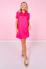 SSYS Collared Puff Short Sleeve Air Dress In Dark Pink