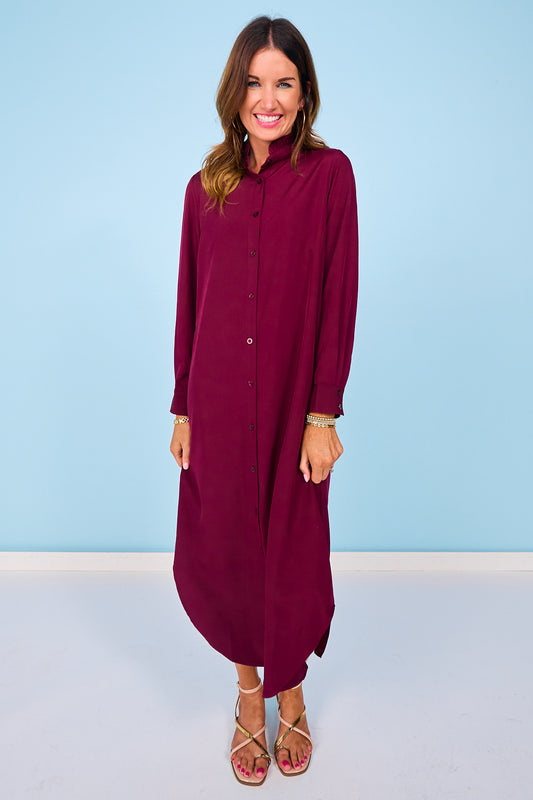SSYS Saylor Preppy Shirt Dress In Maroon