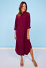 SSYS Saylor Preppy Shirt Dress In Maroon