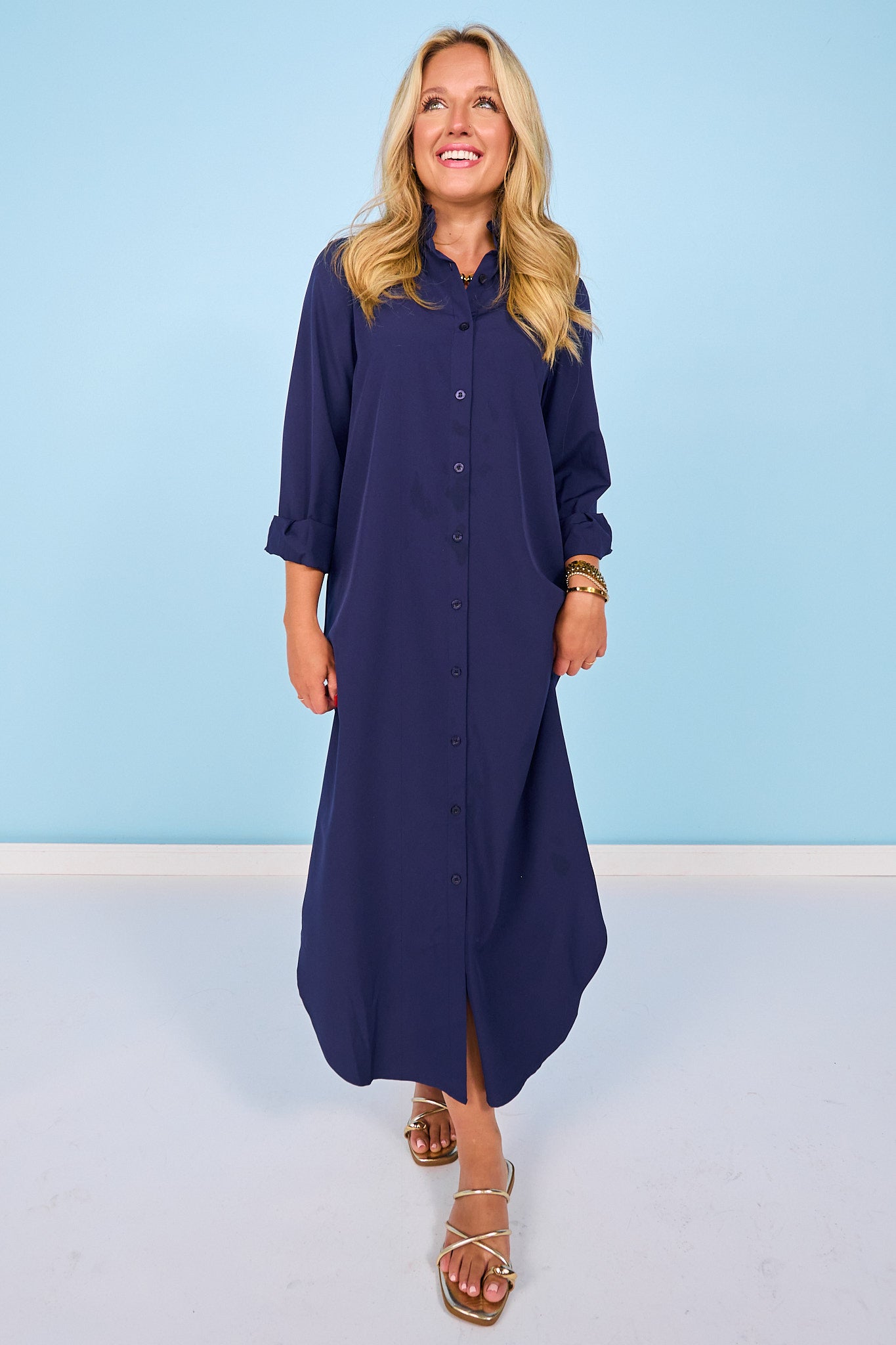 SSYS Saylor Preppy Shirt Dress In Navy