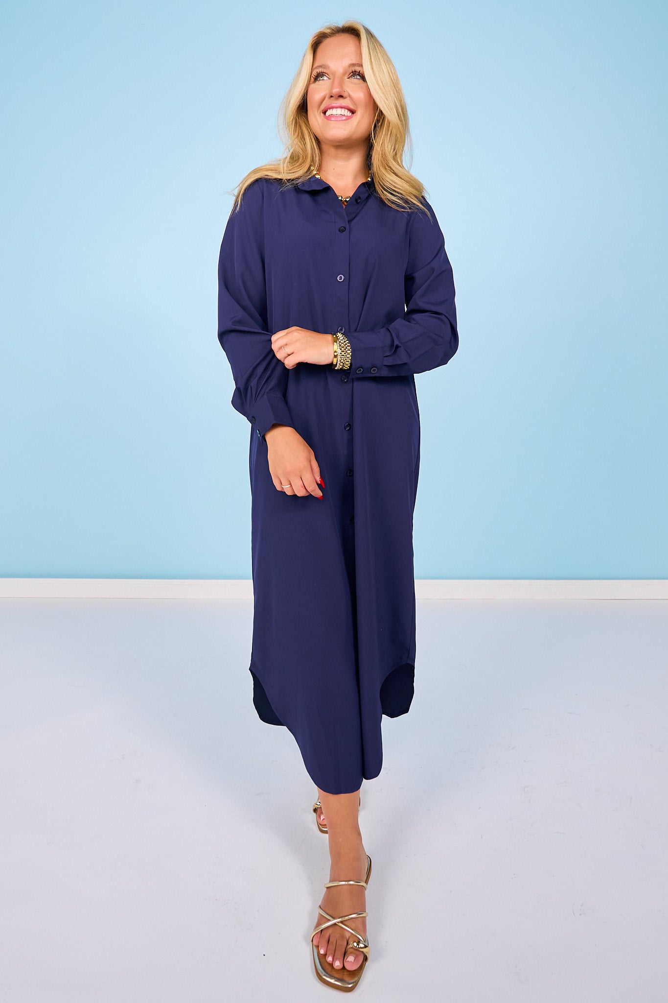 SSYS Saylor Preppy Shirt Dress In Navy