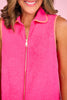 SSYS Annie Contrast Floral Terry Zip Swim Cover In Hot Pink