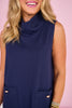 SSYS Ruth Sleeveless Mock Neck Ponte Dress In Navy