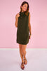 SSYS Sleeveless Gigi Mock Neck Air Dress In Dark Olive *FINAL SALE*