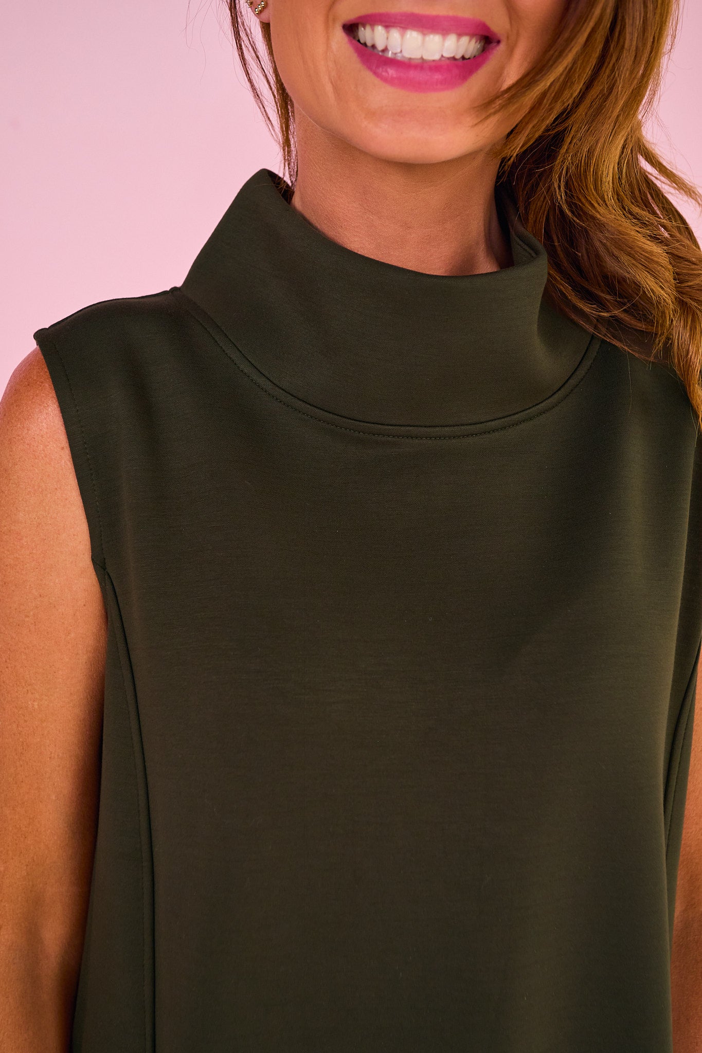 SSYS Sleeveless Gigi Mock Neck Air Dress In Dark Olive *FINAL SALE*