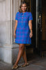 SSYS Nina Tweed Peter Pan Collar Dress In Cobalt