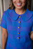 SSYS Nina Tweed Peter Pan Collar Dress In Cobalt