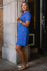 SSYS Nina Tweed Peter Pan Collar Dress In Cobalt