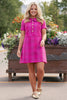 SSYS Nina Tweed Peter Pan Collar Dress In Magenta