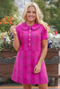 SSYS Nina Tweed Peter Pan Collar Dress In Magenta