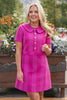 SSYS Nina Tweed Peter Pan Collar Dress In Magenta