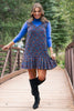 SSYS Cindy Lou Tweed Pleated Jumper Dress In Navy Multi