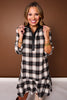 SSYS Susannah Drop Waist Ruffle Hem Shirt Dress In Black Plaid