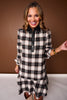 SSYS Susannah Drop Waist Ruffle Hem Shirt Dress In Black Plaid