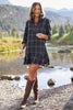 SSYS Susannah Drop Waist Ruffle Hem Shirt Dress In Brown Plaid
