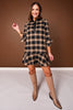 SSYS Susannah Drop Waist Ruffle Hem Shirt Dress In Dark Brown Plaid