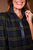 SSYS Susannah Drop Waist Ruffle Hem Shirt Dress In Navy Plaid