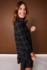 SSYS Susannah Drop Waist Ruffle Hem Shirt Dress In Navy Plaid