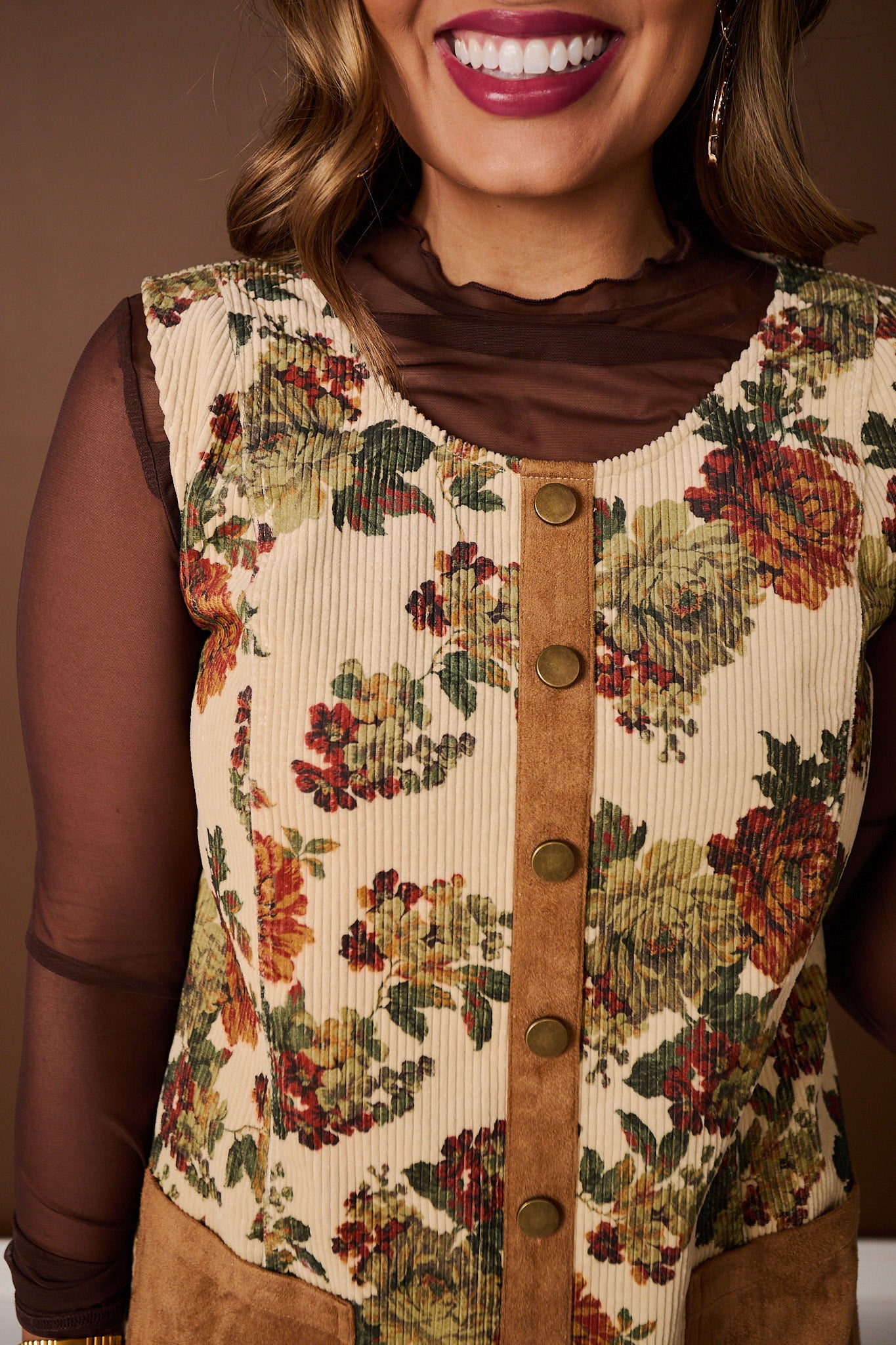SSYS Tara Suede Contrast Shift Dress In Vintage Floral