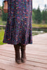 SSYS Iliana Ruffle Detail Long Sleeve Maxi Dress In Plum Botanical