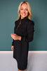 SSYS Zoey Long Sleeve Ruffle Collar Zip Air Dress In Black