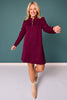 SSYS Zoey Long Sleeve Ruffle Collar Zip Air Dress In Dark Maroon