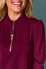 SSYS Zoey Long Sleeve Ruffle Collar Zip Air Dress In Dark Maroon