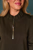 SSYS Zoey Long Sleeve Ruffle Collar Zip Air Dress In Dark Olive