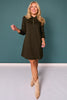 SSYS Zoey Long Sleeve Ruffle Collar Zip Air Dress In Dark Olive