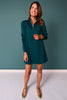 SSYS Zoey Long Sleeve Ruffle Collar Zip Air Dress In Teal