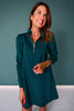 SSYS Zoey Long Sleeve Ruffle Collar Zip Air Dress In Teal