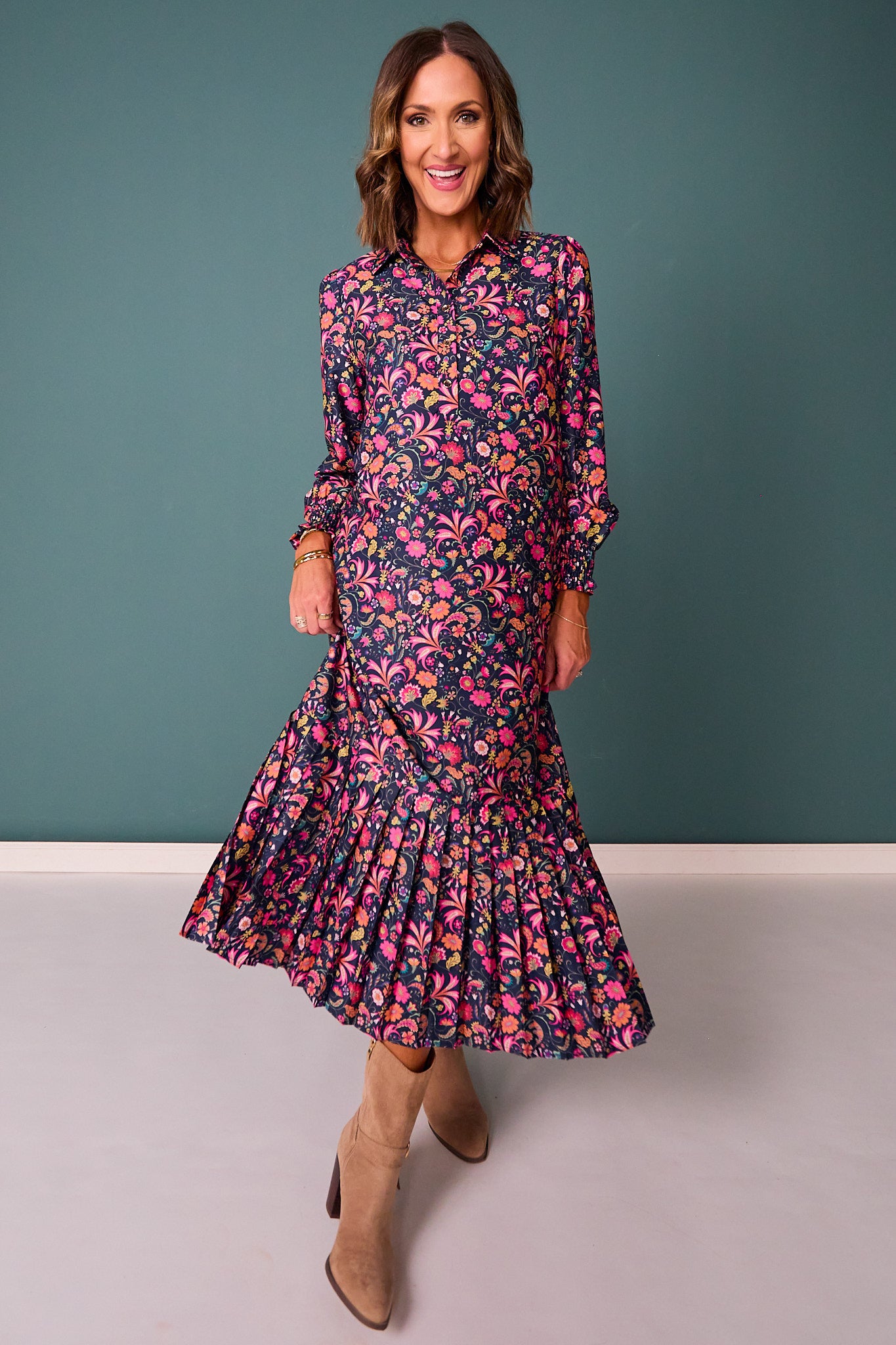 SSYS Opal Long Sleeve Maxi Dress In Tropical Nights