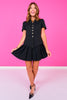 SSYS Jules Vest Short Sleeve Pleated Skirt Dress In Black