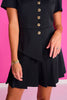 SSYS Jules Vest Short Sleeve Pleated Skirt Dress In Black