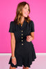 SSYS Jules Vest Short Sleeve Pleated Skirt Dress In Black