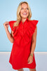 SSYS Finley Sleeveless Ruffle Detail Dress In Red