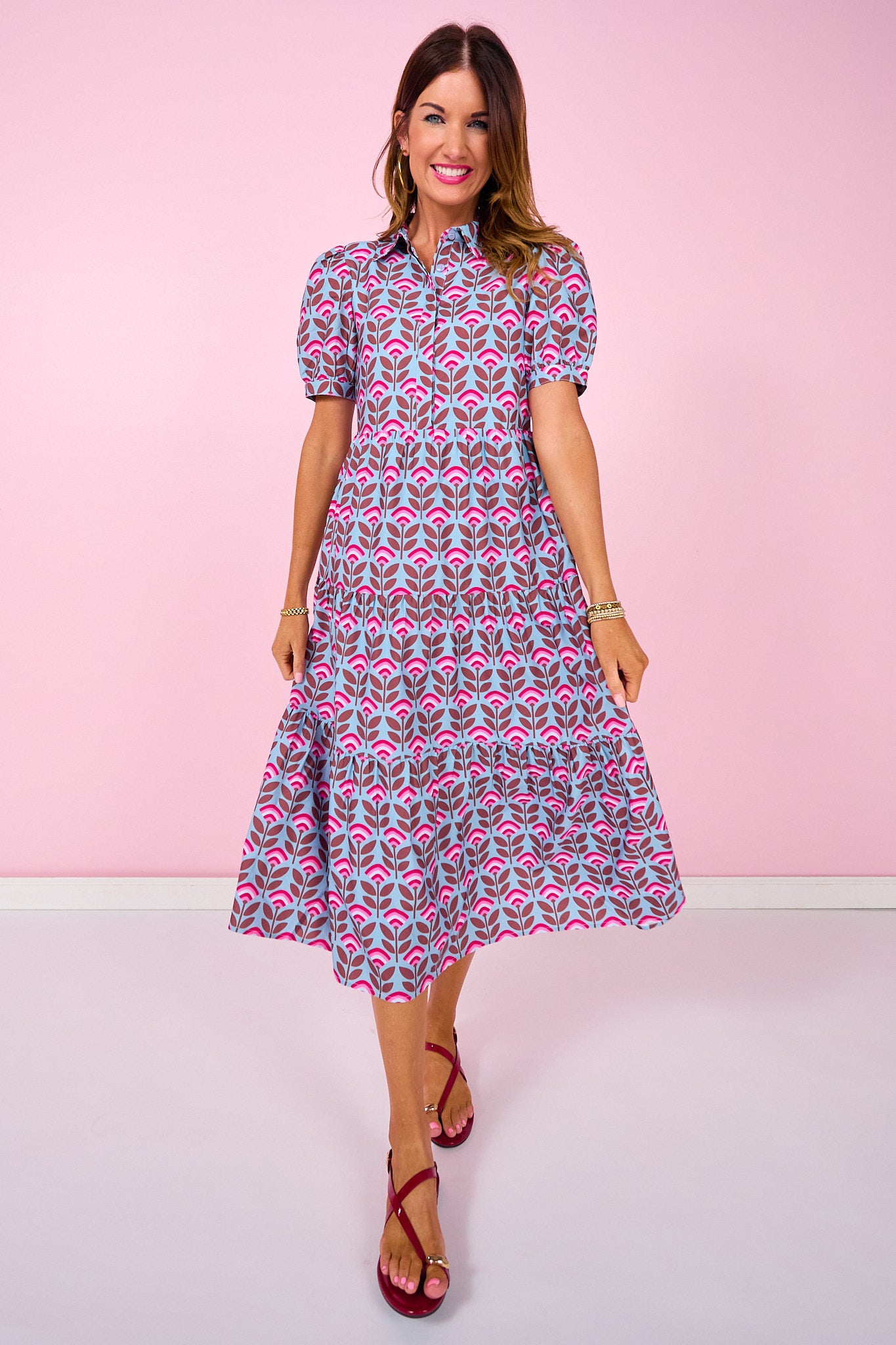 SSYS Emery Short Sleeve Dress In Sunset Tulip