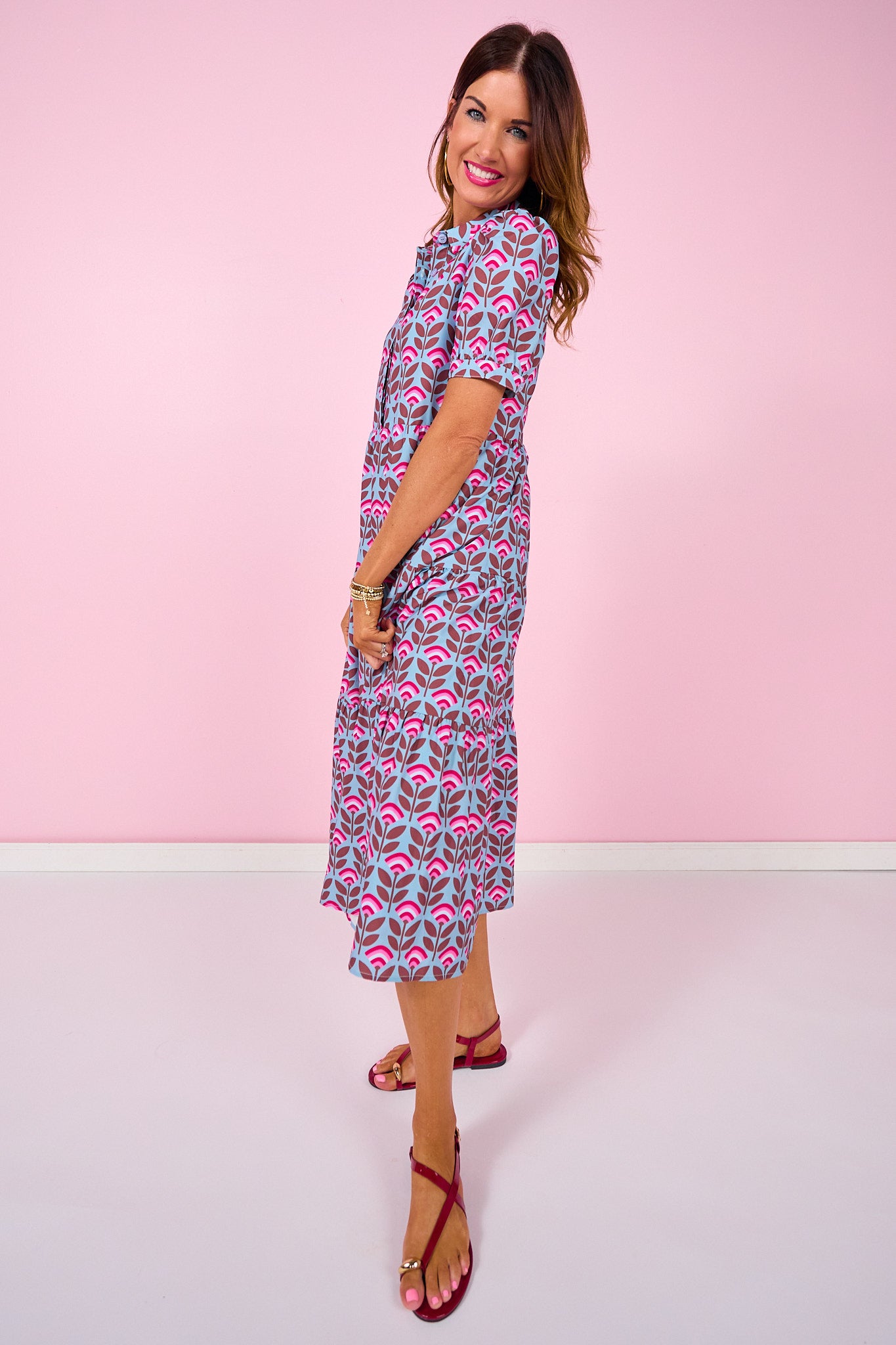 SSYS Emery Short Sleeve Dress In Sunset Tulip