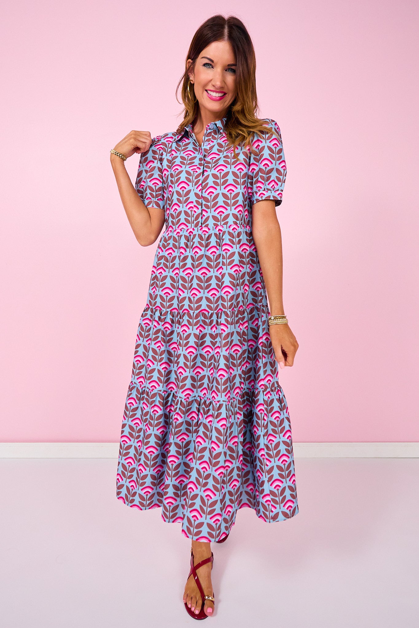 SSYS Emery Short Sleeve Dress In Sunset Tulip