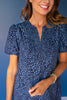 SSYS Blythe Smocked Short Sleeve Maxi Dress in Navy Animal