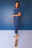 SSYS Blythe Smocked Short Sleeve Maxi Dress in Navy Animal
