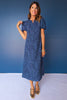 SSYS Blythe Smocked Short Sleeve Maxi Dress in Navy Animal
